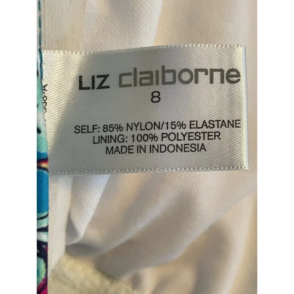 Liz Claiborne Swimsuit One Piece Patchwork Beach Summer FLAW